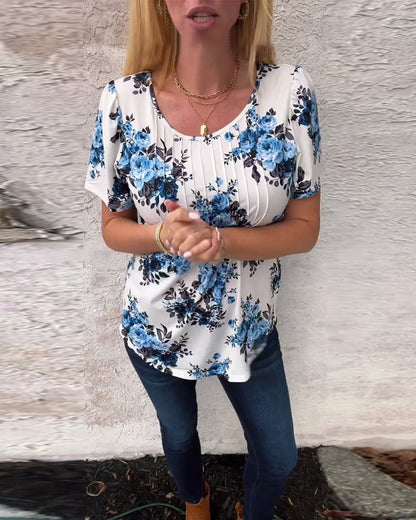 Milania | Floral Pleated Tee