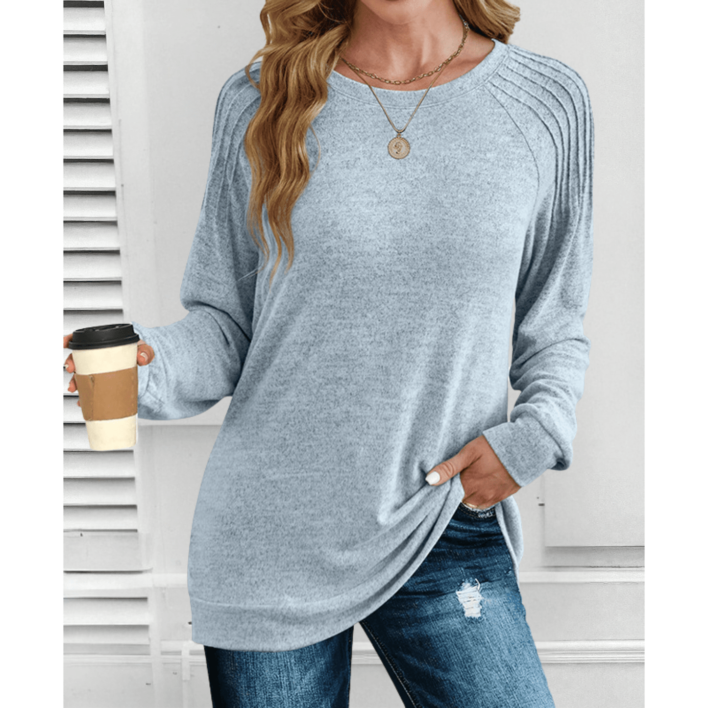 Anika | Ribbed Shoulder Long-Sleeve