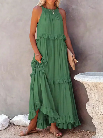 Robyn - Halter Ruffle Maxi Dress