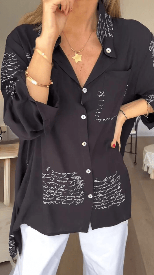Tiemona | Script Button-Up Shirt