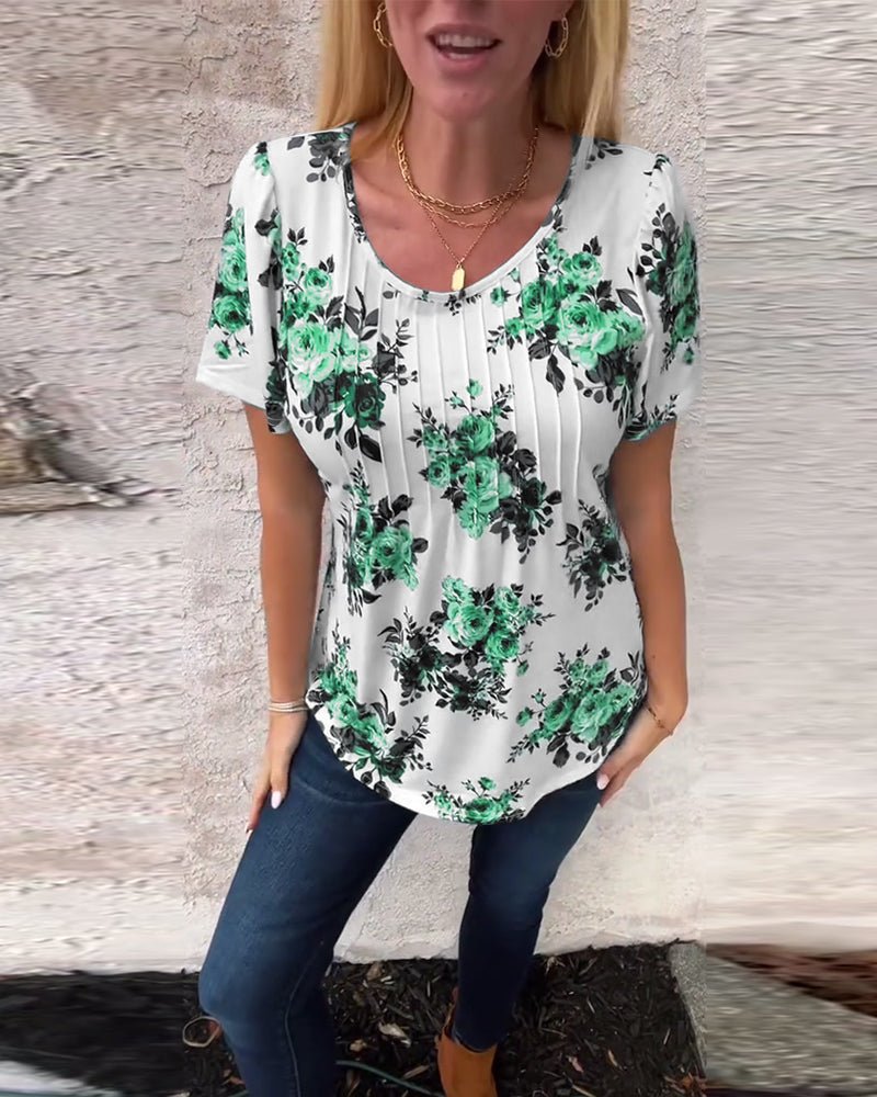 Milania | Floral Pleated Tee