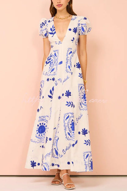 Avermy | Graceful Blue Floral Dress