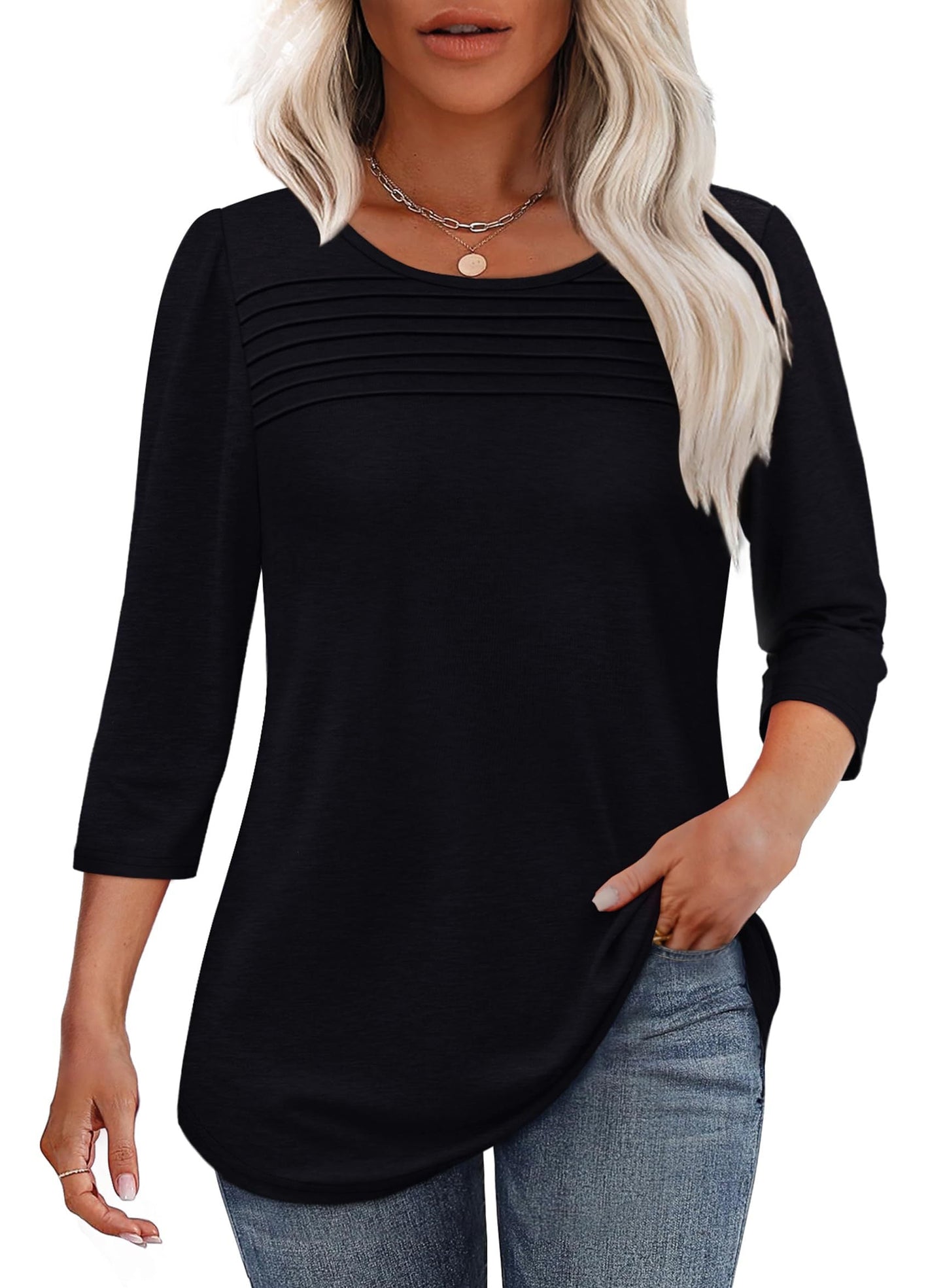 Monalisa | Pleated 3/4 Sleeve Top