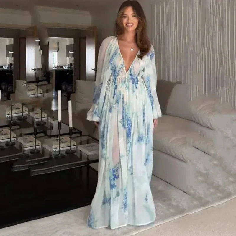 Athena | Floral Drawstring Maxi Dress