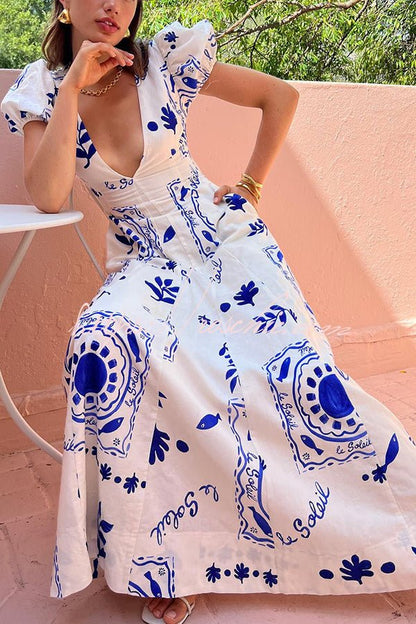 Avermy | Graceful Blue Floral Dress